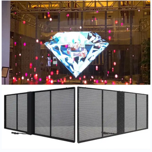LED网格透明超薄P3.91 P7.81压铸960x960mm机柜户外全彩RGB LED广告屏